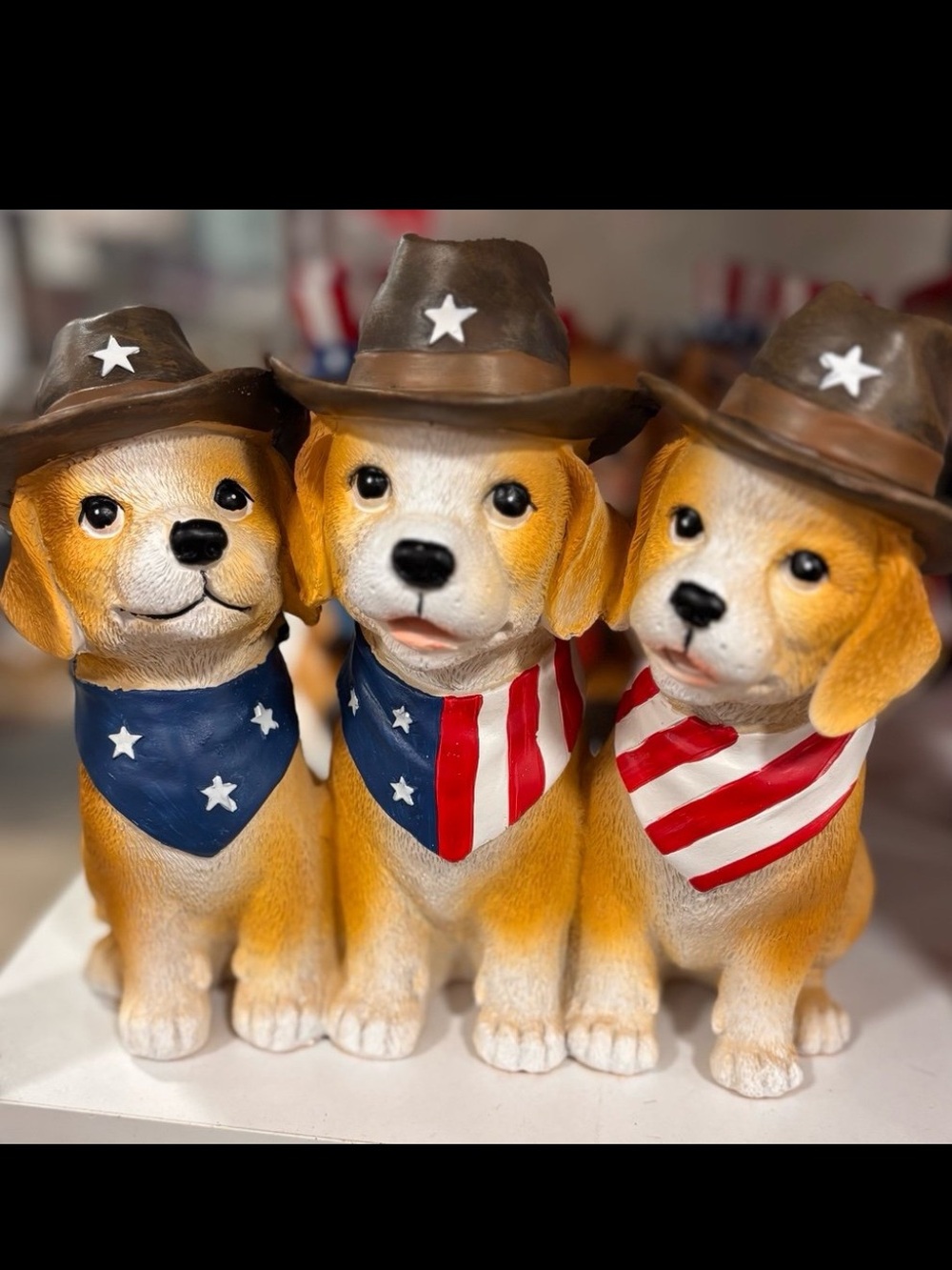 Patriotic Puppy Trio Figurines - Red, White & Blue
